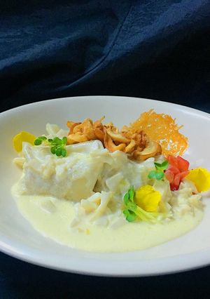 รูปของ Milky mushroom tortellini with mushroom sauce