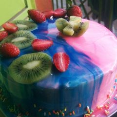 A picture of Mirror glaze cake.