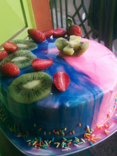 A picture of Mirror glaze cake.