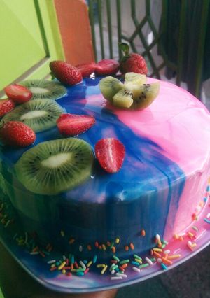 A picture of Mirror glaze cake.