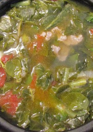 Hình của món Canh chua thịt bò lá giang giải nhiệt.