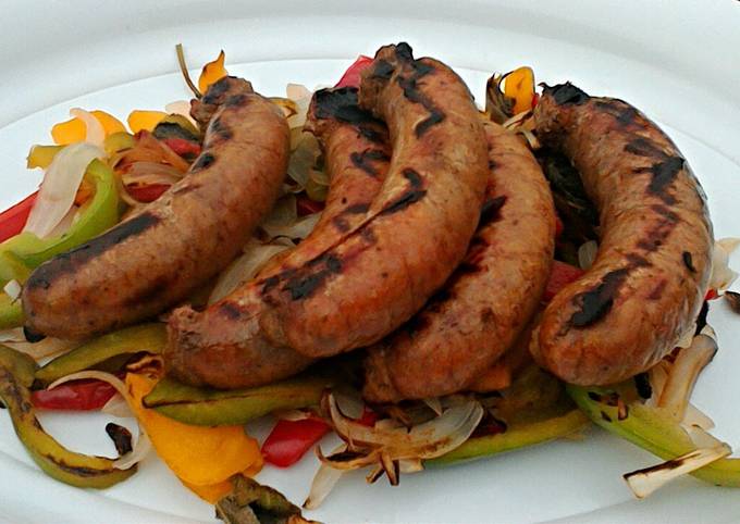 Steps to Prepare Super Quick Homemade Grilled Sausage And Peppers