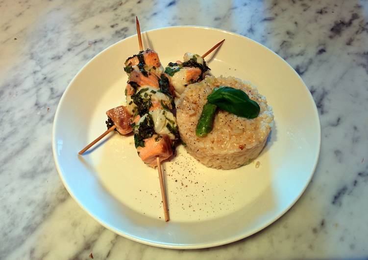 Riceotto with grilled lime fishsticks