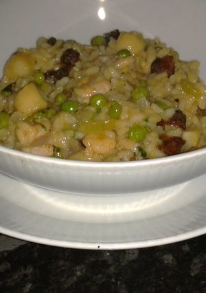 A picture of Scallop and Prawn Risotto with Chorizo.