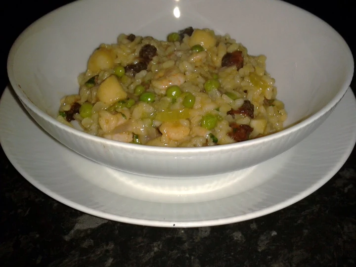 Easy Way Make Scallop and Prawn Risotto with Chorizo the Can Spoil the Tongue Perfect