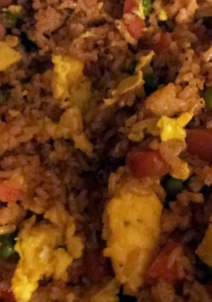 A picture of Hibachi style Japanese rice.