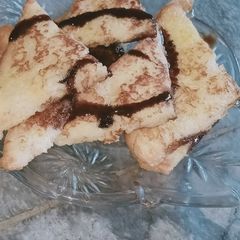 A picture of One bite french toast.