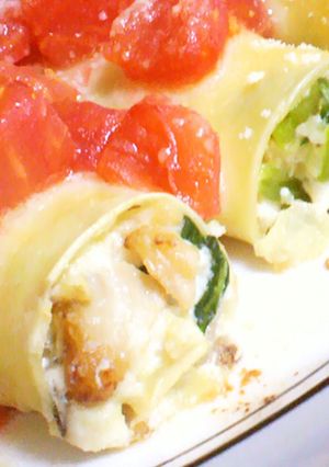 A picture of Ricotta Cheese and Vegetables Stuffed Cannelloni.