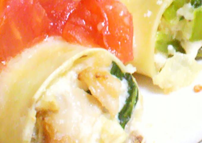 Simple Way to Make Homemade Ricotta Cheese and Vegetables Stuffed Cannelloni