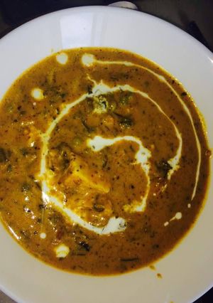 A picture of Methi Paneer Matar Malai.