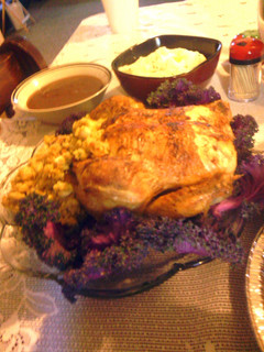 A picture of Roast Chicken with stuffing.