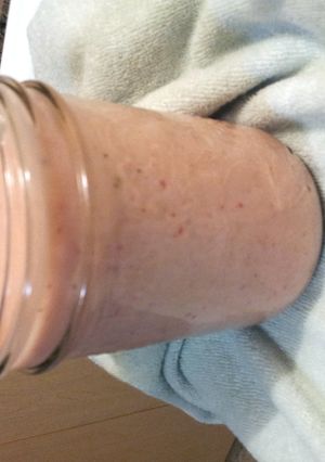 A picture of Strawberry, mango, banana smoothie.