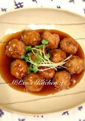 A picture of Tofu Meatballs in Sweet Vinegar Ankake Sauce.