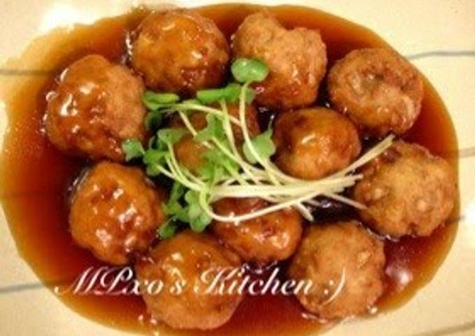 Tofu Meatballs in Sweet Vinegar Ankake Sauce Recipe