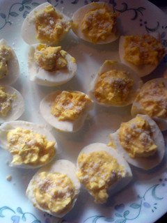 A picture of Deviled eggs.