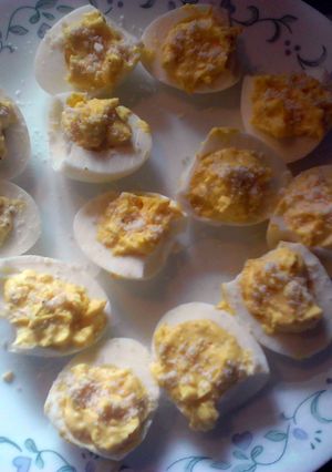 A picture of Deviled eggs.