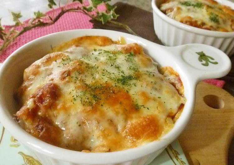 Recipe of Super Quick Homemade Quick and Easy Bread Au Gratin with Canned Meat Sauce