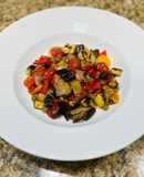 Roasted eggplant and red pepper salad