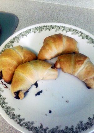 A picture of chocolate or peanut butter banana rolls.