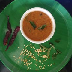 A picture of Carrot Moong dal kootu gravy.