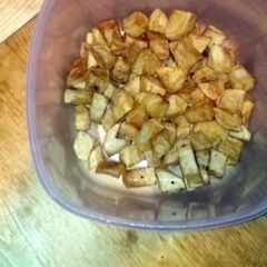 A picture of fried potato salad.