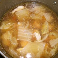 A picture of Use Up Chinese Cabbage! Chinese Cabbage and Chicken Soup (Ozoni Mochi Soup).