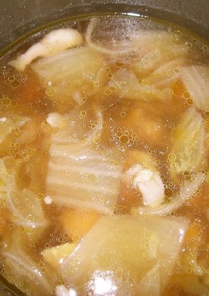A picture of Use Up Chinese Cabbage! Chinese Cabbage and Chicken Soup (Ozoni Mochi Soup).