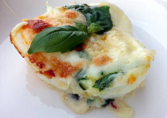 Baked Cheesy Egg With Basil Sauce