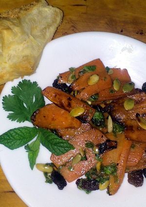 A picture of Sig's Moroccan carrot salad.
