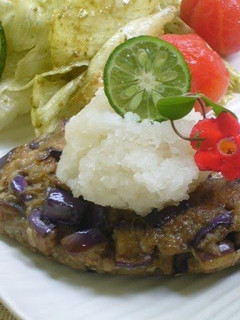 A picture of Vegetarian Eggplant Burger.