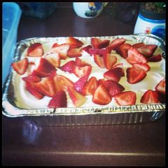 A picture of Strawberry Jello Shortcake with Whipped Topping.
