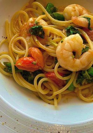 Hình của món Mì spaghetti tôm sốt cà chua.