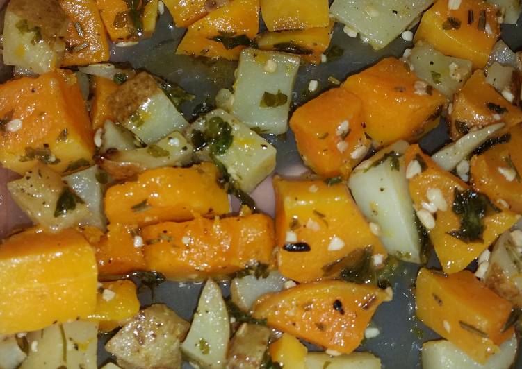 Step-by-Step Guide to Prepare Speedy Roasted potatoes and butternut squash