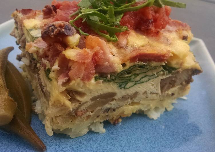 Recipe of Award-winning Kori&#39;s spinach, ham, hash brown crust quiche