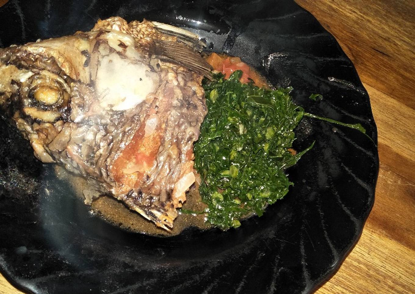 Stewed fish and greens