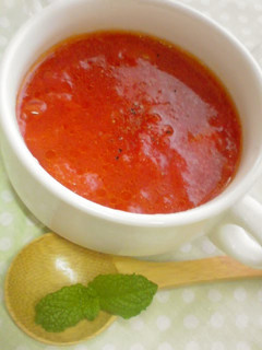 A picture of Microwave for 3 Minutes Fresh Tomato Soup.