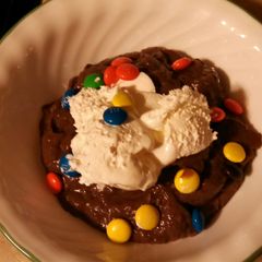 A picture of Chocolate M&M pudding.
