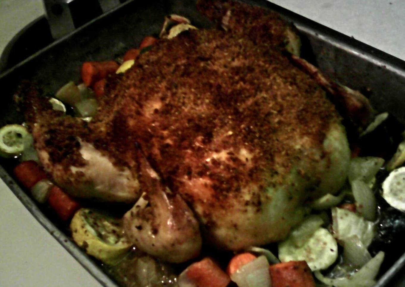 Roasted Chicken with Pistachio Crust & Veggies