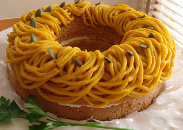 Recipe of Super Quick Homemade Kabocha Squash Mont Blanc on Cinnamon Bundt Cake