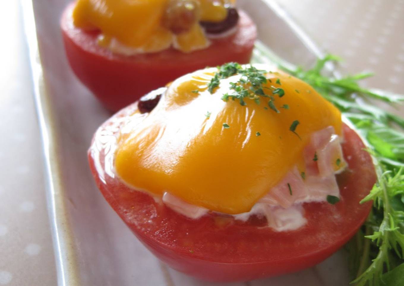 Baked Tomatoes with Beans & Cheese