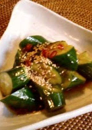 A picture of Chinese-Style Spicy Marinated Cucumbers.