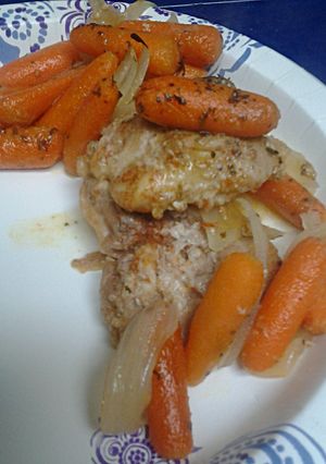 A picture of Lemon Honey Chicken and Carrots.