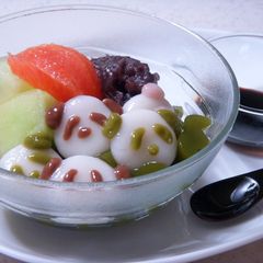 An-mitsu with Panda Shiratama Mochi Dumplings A picture of An-mitsu with Panda Shiratama Mochi Dumplings.