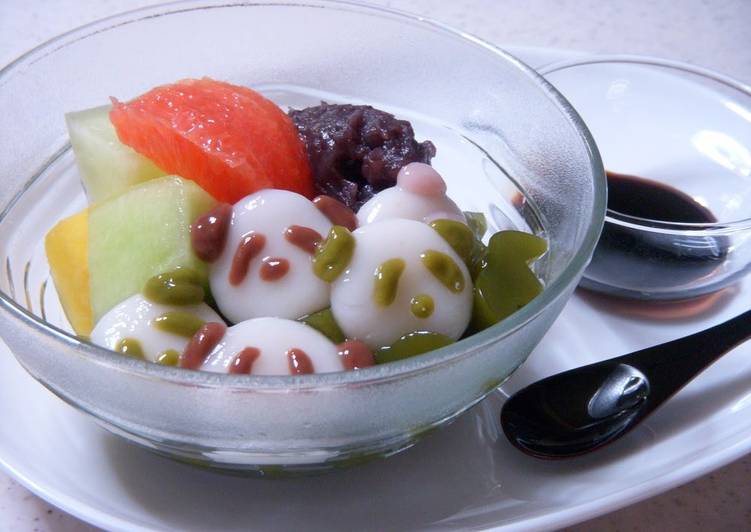 Recipe of Super Quick Homemade An-mitsu with Panda Shiratama Mochi Dumplings