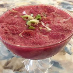 A picture of Sig's Beetroot Hot Cooler Shot Soup.