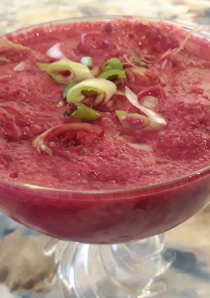 A picture of Sig's Beetroot Hot Cooler Shot Soup.