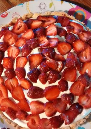 Una foto de Tarta imparable de frutillas