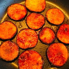 Pan fried aubergine A picture of Pan fried aubergine.