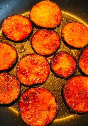 A picture of Pan fried aubergine.