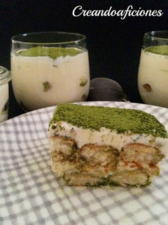 Una foto de Tiramisú de té matcha